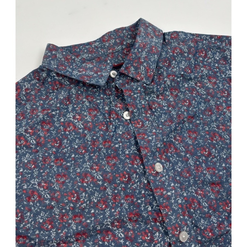 UNTUCKit Men's M Hartwell‎ Regular Fit Floral Blue Cotton Short Sleeve Shirt